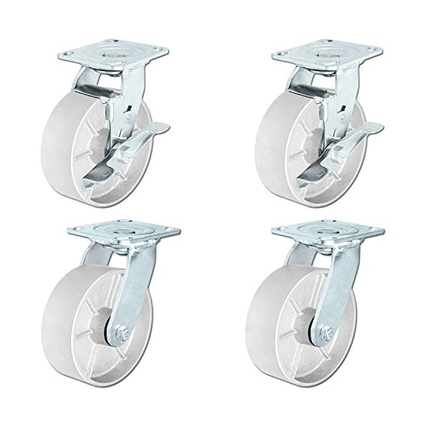 6"x2" Steel Wheel Casters, Swivel Casters 2 W/ Top Locki, PK4